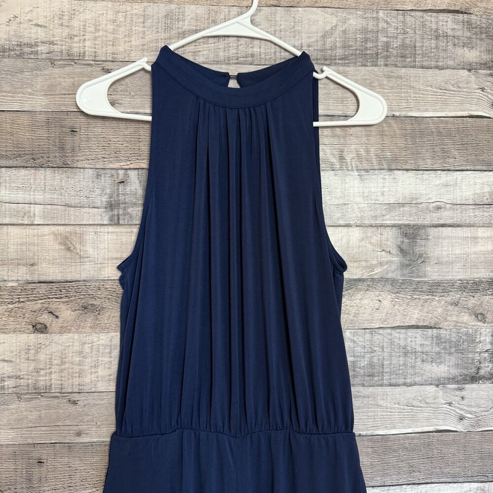 Halara Women's Navy Blue Wide Leg High Neck Sleeveless Flowy Jumpsuit M NWT